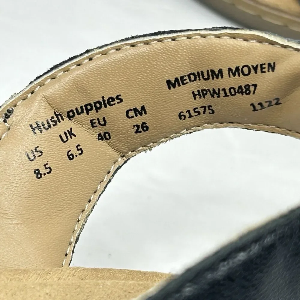 Hush Puppies Ridley Bounce Sandals 8.5 Black Leather Fisherman Strappy HPW10487